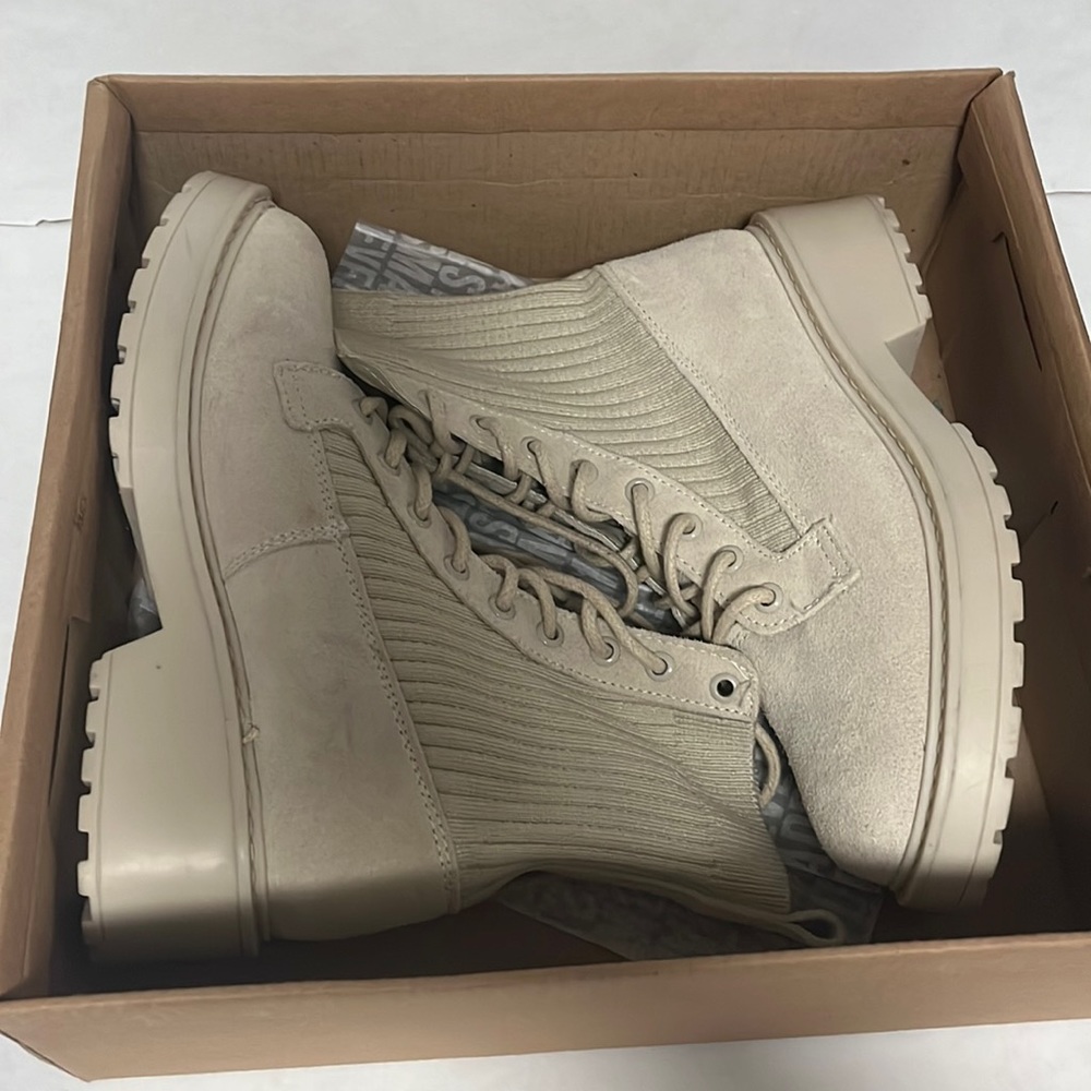 Steve Madden suede tan combat boots